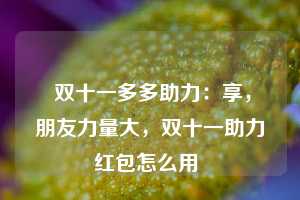  双十一多多助力：享，朋友力量大，双十一助力红包怎么用 第1张