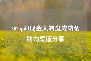 2025pdd现金大转盘成功帮助力渠道分享  pdd帮助力 pdd推金币 pdd推金币帮助力 pdd帮助力平台 pdd帮助力项目 赚钱项目 暑假赚钱项目 pdd赚钱 第1张