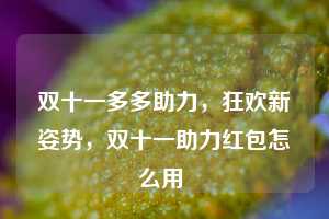 双十一多多助力，狂欢新姿势，双十一助力红包怎么用  第1张