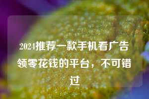 2024推荐一款手机看广告领零花钱的平台，不可错过  第1张