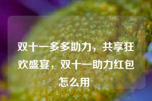 双十一多多助力，共享狂欢盛宴，双十一助力红包怎么用  第1张